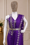 Beautiful Heavy Crep Silk Designer Saree With Embroidery