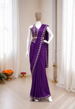 Beautiful Heavy Crep Silk Designer Saree With Embroidery
