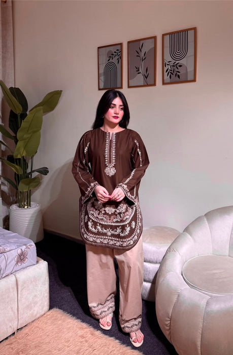 New Designer Party Wear Look Roman Silk & Farshi Palazzo Set