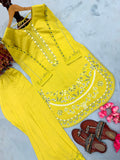 New Designer Party Wear Look Roman Silk & Farshi Palazzo Set