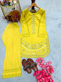 New Designer Party Wear Look Roman Silk & Farshi Palazzo Set