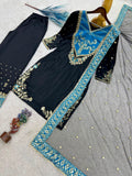 New Fancy Design Pakistani Top - Plazzo And Dupatta Set Fully Stitched