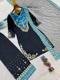 New Fancy Design Pakistani Top - Plazzo And Dupatta Set Fully Stitched