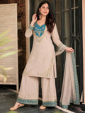 New Fancy Design Pakistani Top - Plazzo And Dupatta Set Fully Stitched