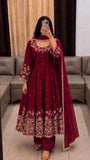 New Designer Faux Georgette With Embroidery Work Gown And Dupatta Set
