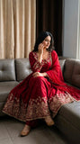 New Designer Faux Georgette With Embroidery Work Gown And Dupatta Set