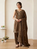 WEDDING AND RAKHI WEAR BEAUTIFUL SEQUENCE EMBROIDERED WORKED TOP SALWAAR WITH DUPATTA