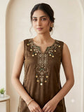 WEDDING AND RAKHI WEAR BEAUTIFUL SEQUENCE EMBROIDERED WORKED TOP SALWAAR WITH DUPATTA