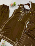 WEDDING AND RAKHI WEAR BEAUTIFUL SEQUENCE EMBROIDERED WORKED TOP SALWAAR WITH DUPATTA