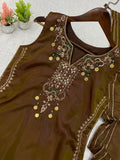 WEDDING AND RAKHI WEAR BEAUTIFUL SEQUENCE EMBROIDERED WORKED TOP SALWAAR WITH DUPATTA