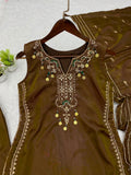 WEDDING AND RAKHI WEAR BEAUTIFUL SEQUENCE EMBROIDERED WORKED TOP SALWAAR WITH DUPATTA