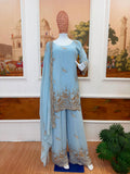 3 PIECES KURTIPLAZZO & DUPATTA WITH ORIGINAL BEADS CUT DANA WORK