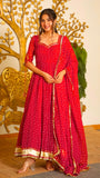 Faux Georgette with Digital Printed with gotta Patti lace with Fancy Latkan Anarkali Salwar Kameez