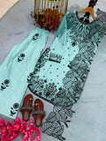 New Designer Party Wear Look Pure Satin Rayon Top & Palazzo With Dupatta set