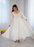 New Designer Faux Georgette With Embroidery Work Gown And Dupatta Set