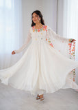 New Designer Faux Georgette With Embroidery Work Gown And Dupatta Set
