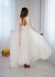 New Designer Faux Georgette With Embroidery Work Gown And Dupatta Set