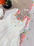 New Designer Faux Georgette With Embroidery Work Gown And Dupatta Set