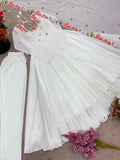 New Designer Faux Georgette With Embroidery Work Gown And Dupatta Set