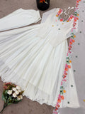 New Designer Faux Georgette With Embroidery Work Gown And Dupatta Set