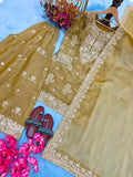 New Designer Party Wear Look Pure Nc Moss Silk Top & Palazzo With Dupatta set