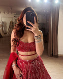 Premium Net Embellished With Beautiful Thread Embroidery Lehenga Choli