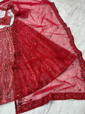 Premium Net Embellished With Beautiful Thread Embroidery Lehenga Choli