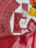 Premium Net Embellished With Beautiful Thread Embroidery Lehenga Choli