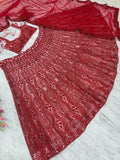 Premium Net Embellished With Beautiful Thread Embroidery Lehenga Choli