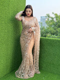 Heavy 5MM Multy & Sequins Embroidery work Beautiful Saree