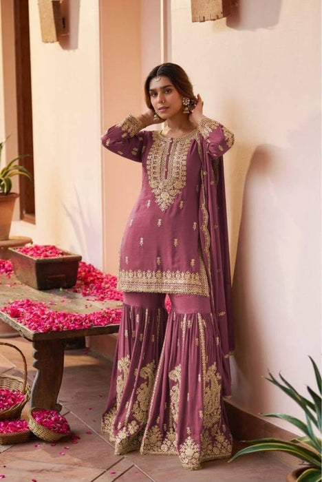 New Designer Party Pure Fox Georgette Sharara Suit & Dupatta Set