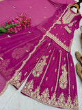 New Designer Party Pure Fox Georgette Sharara Suit & Dupatta Set