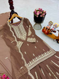 New Designer Party Pure Fox Georgette Sharara Suit & Dupatta Set