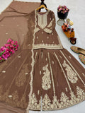New Designer Party Pure Fox Georgette Sharara Suit & Dupatta Set
