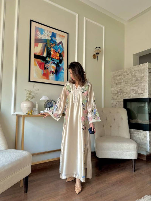 New Designer Party Wear Look Pure Roman Glass Over Size Long Kaftan & Bottom With Dupatta set