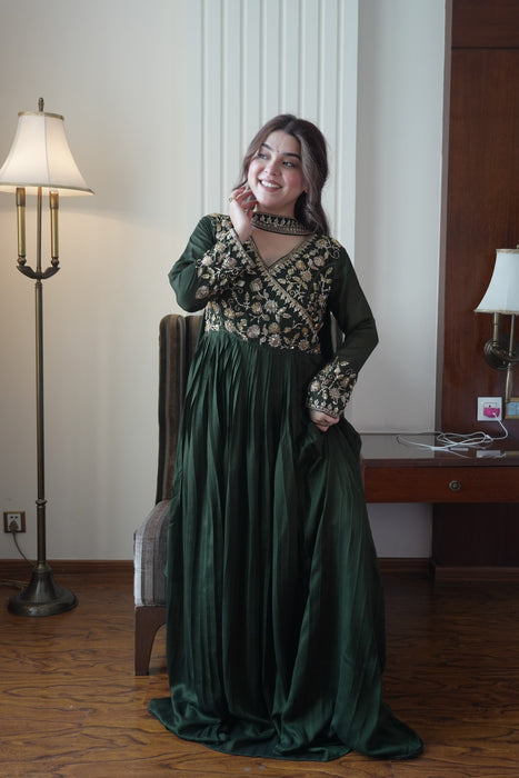 BLOOMING VICHITRA WITH BEADS AND SEQUENCE EMBROIDERY WORK FRONT SIDE GOWN