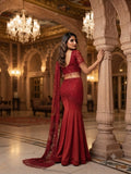 WEDDING SEASON WEAR BEAUTIFUL SEQUENCE EMBROIDERED WORKED READY TO WEAR SAREE WITH STITCHED BLOUSE