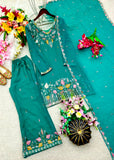 Pure Nc Moss Silk With Embroidery 5 & 3mm Sequence Work Salwar Kameez