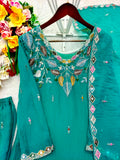 Pure Nc Moss Silk With Embroidery 5 & 3mm Sequence Work Salwar Kameez
