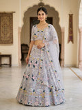 Premium Butterfly Soft Net Lehenga Embellished With Beautiful Multi Thread Embroidery