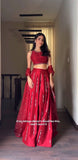Premium Malai Satin Silk Lehenga Embellished With Beautiful Thread Embroidery Work