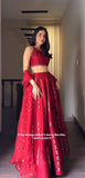 Premium Malai Satin Silk Lehenga Embellished With Beautiful Thread Embroidery Work