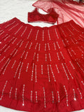 Premium Malai Satin Silk Lehenga Embellished With Beautiful Thread Embroidery Work