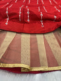 Premium Malai Satin Silk Lehenga Embellished With Beautiful Thread Embroidery Work