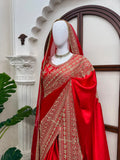 Japan Satin with Intricate Thread & Coding Sequence work Beautiful Saree