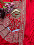 Japan Satin with Intricate Thread & Coding Sequence work Beautiful Saree