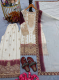 New Designer Party Wear Look Pure Heavy Dual Tone Peding Star Georgette Top Plazzo & Dupatta Set