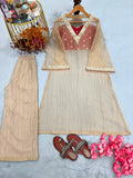 New Designer Party Wear & Festival Look Pure Golden Tissue Salsa Three Piece Kurta set