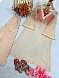 New Designer Party Wear & Festival Look Pure Golden Tissue Salsa Three Piece Kurta set