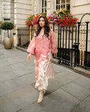 Organza with Digital print with thread with real mirror and Cutwork with Balloon sleeve Salwar Kameez